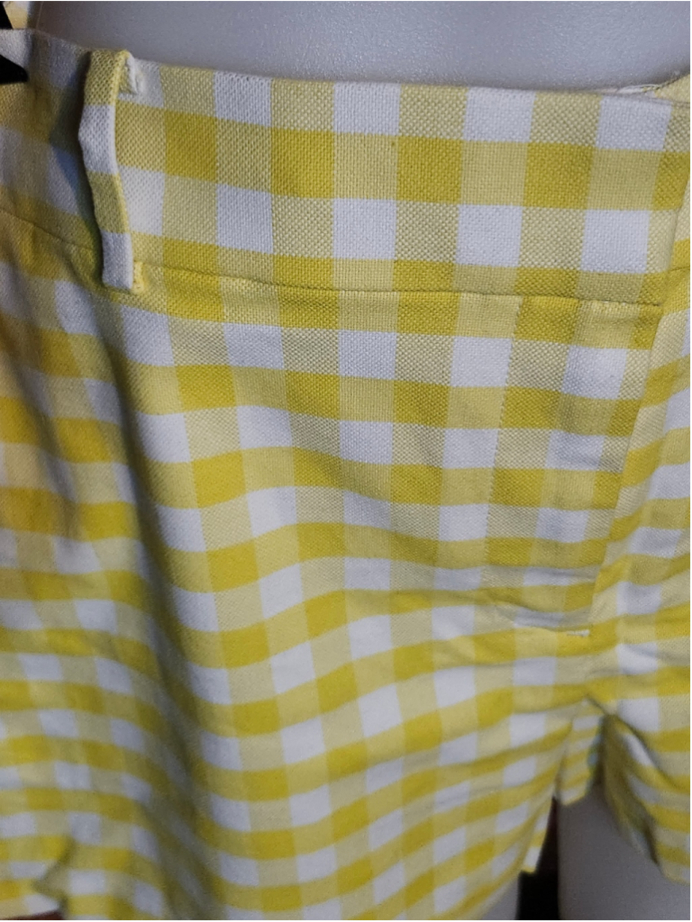 Women's LOFT The Riviera Shorts Size 12 Yellow White Gingham NWT - Picture 2 of 5